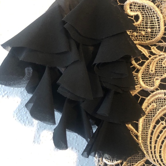 Chloe 100% silk ruffled lace mini dress size 4 - Picture 2 of 8